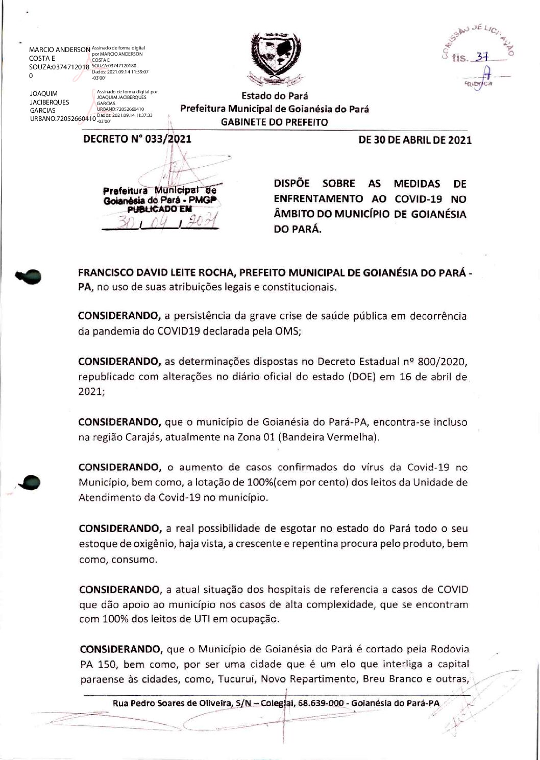 10-DOCUMENTAÇÃO (DECLAR. REGISTROS FOTOG) ass ass - Prefeitura Municipal de  Goianésia do Pará
